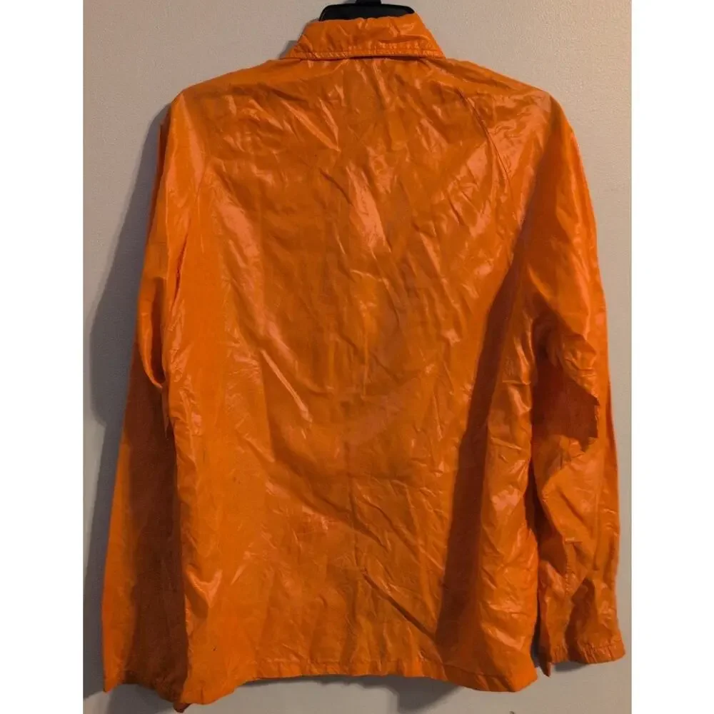 Vintage 1970s Permatex Racing Jacket Size Large Hi-Vis Orange Snap Buttons EUC
